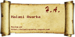 Halasi Avarka névjegykártya